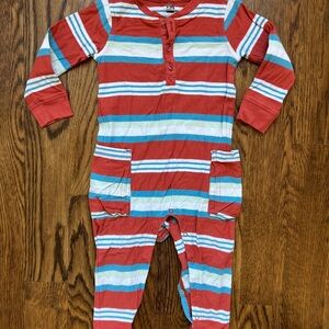 Tea Collection Red and Blue Striped Kids' Jumpsuit